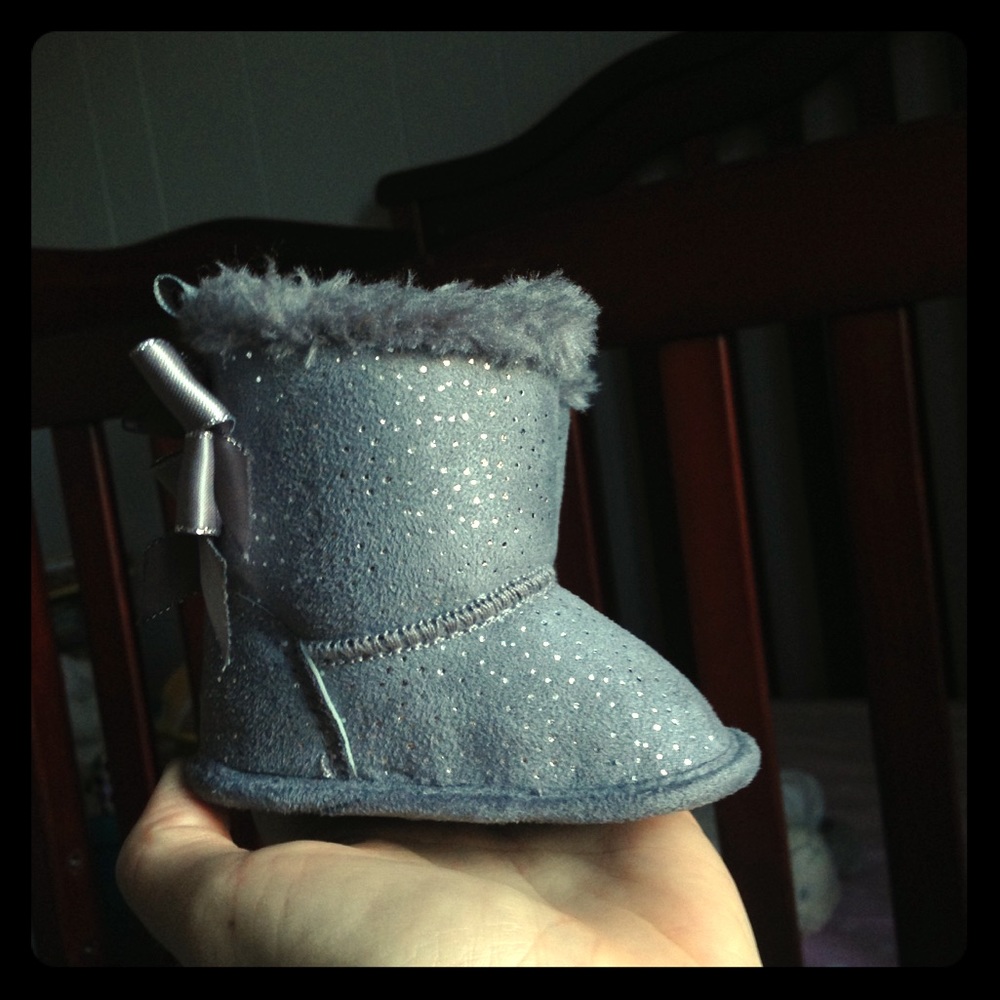 Silver baby girl booties